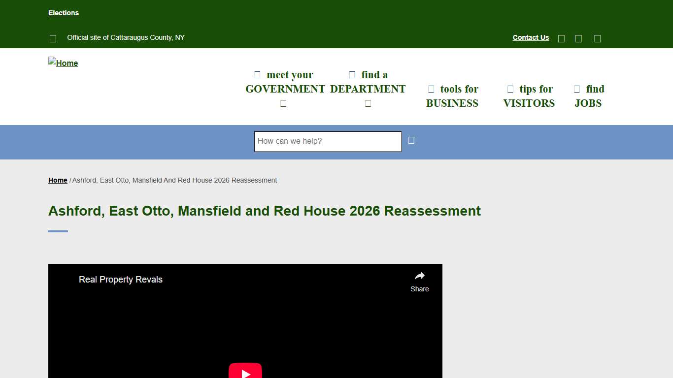 Ashford, East Otto, Mansfield and Red House 2026 Reassessment | Cattaraugus County Website