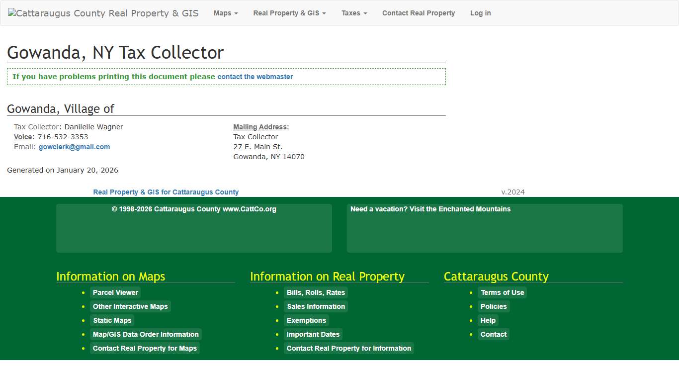 Gowanda, NY Tax Collector - Real Property » Taxes on NEW Maps.cattco.org Cattaraugus County, New York