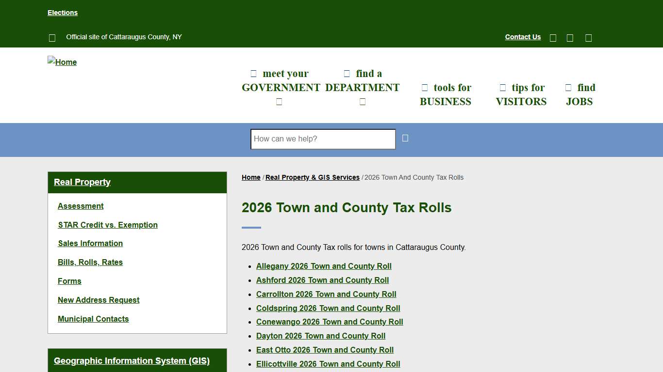 2026 Town and County Tax Rolls | Cattaraugus County Website